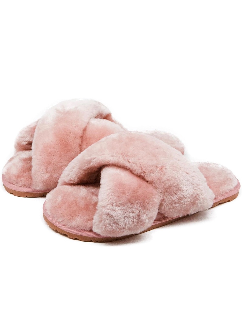 Blush Pink Plush Fuzzy Cross-Band Memory Foam Slippers – Cozy & Luxe